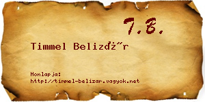 Timmel Belizár névjegykártya